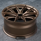 Audi RS3 8Y 18 inch custom forged wheels | Apex VS-5RS style Satin Bronze finish, top-down angled profile view showing full wheel width and inner barrel