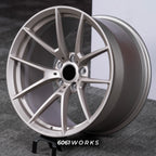 BMW G80 M3 G82 M4 19 20 inch custom forged wheels | OEM BMW 763M style Satin Gold finish, dynamic side-angle view displaying concave profile and subtle satin sheen