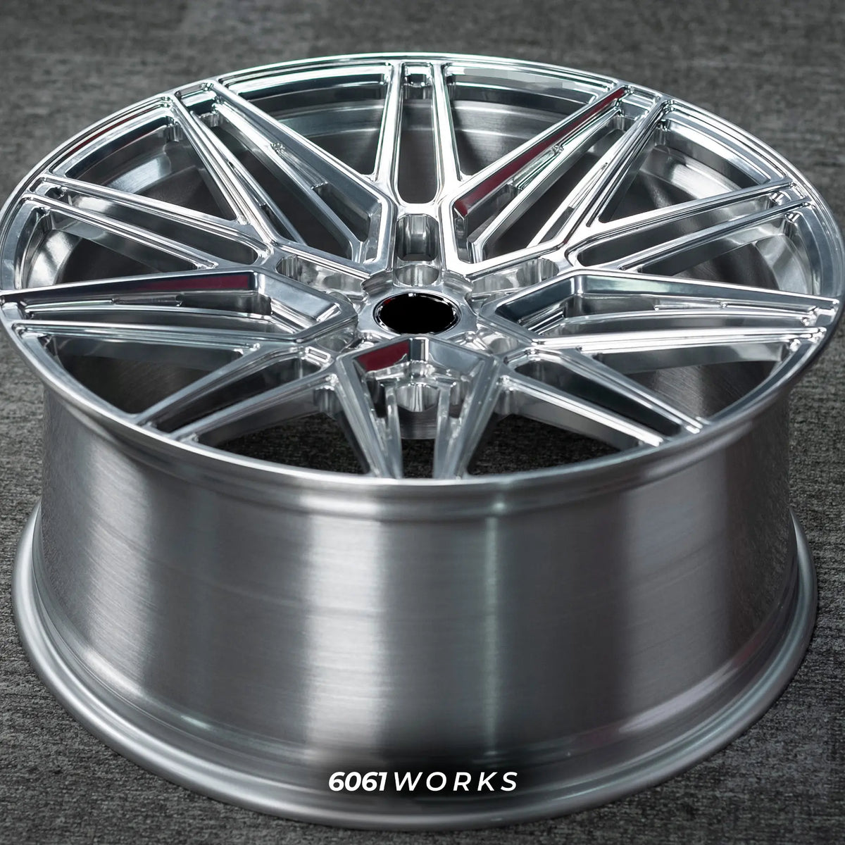 BMW i5 G60 21 inch custom forged wheels | Vossen HF-7 style Polished finish, side profile view showing barrel depth and rim construction