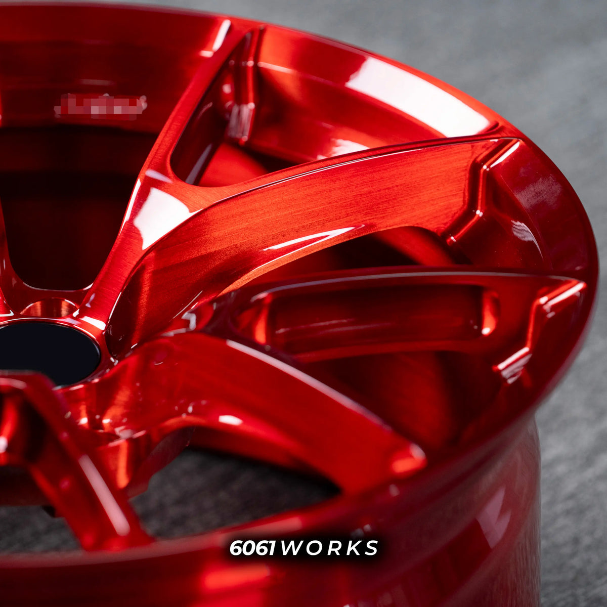 BMW M2 G87 19 inch custom forged wheels | Apex VS-5RS style Glossy Candy Red finish, detailed close-up shot of the outer lip and split-spoke edge under direct lighting