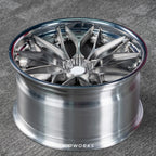 Ferrari 812 Superfast 21 22 inch custom forged 2-piece wheels S200 style | Brushed Face with Polished Lip profile view