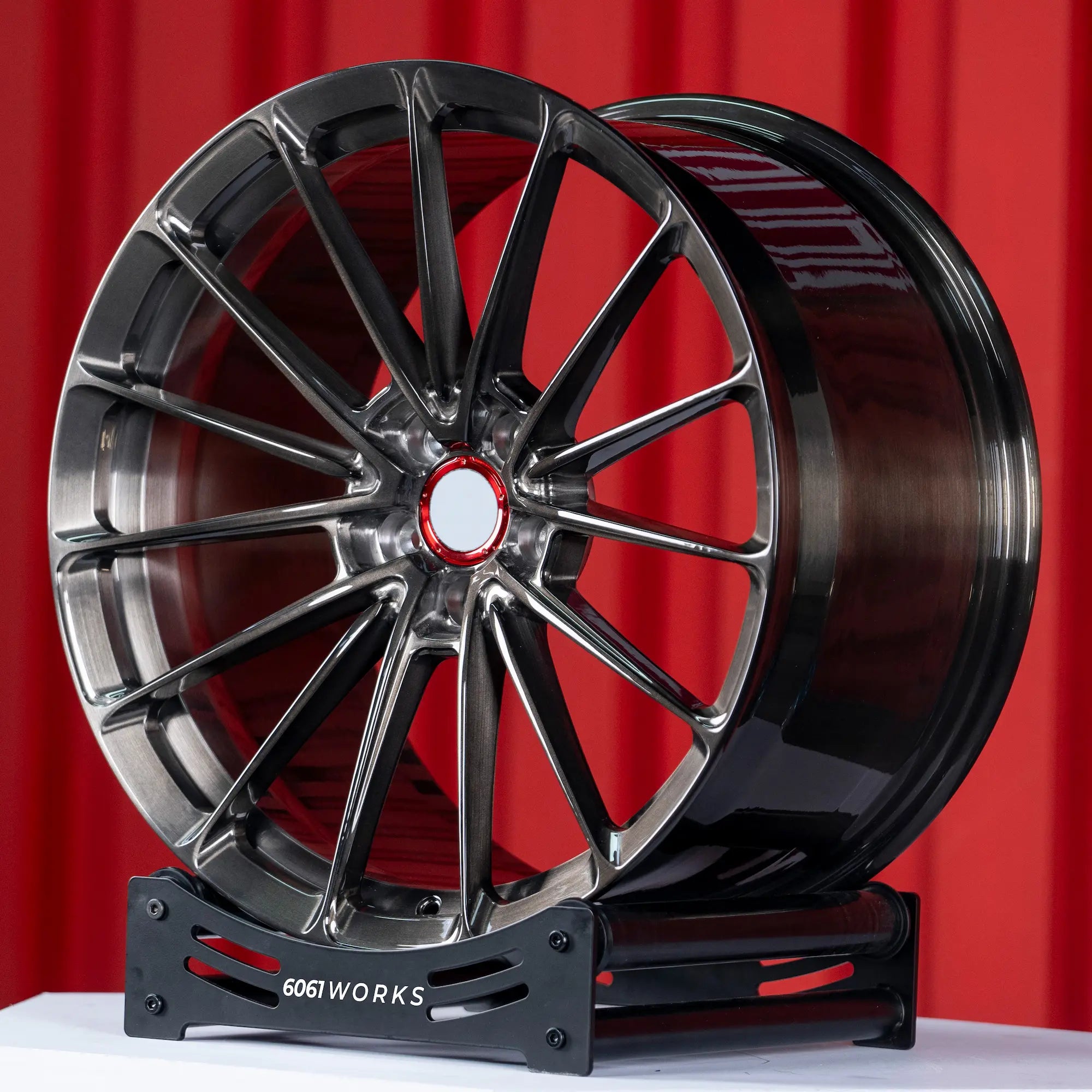 6061works custom forged 21 22 inch wheels for Ferrari Roma | Anrky AN19 style Brushed with Dark Coating