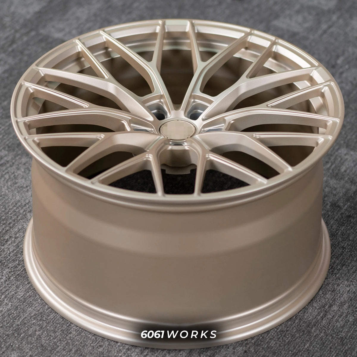 McLaren 720S 20 21 inch custom forged wheels | Anrky AN10 style Satin Gold, barrel side profile view
