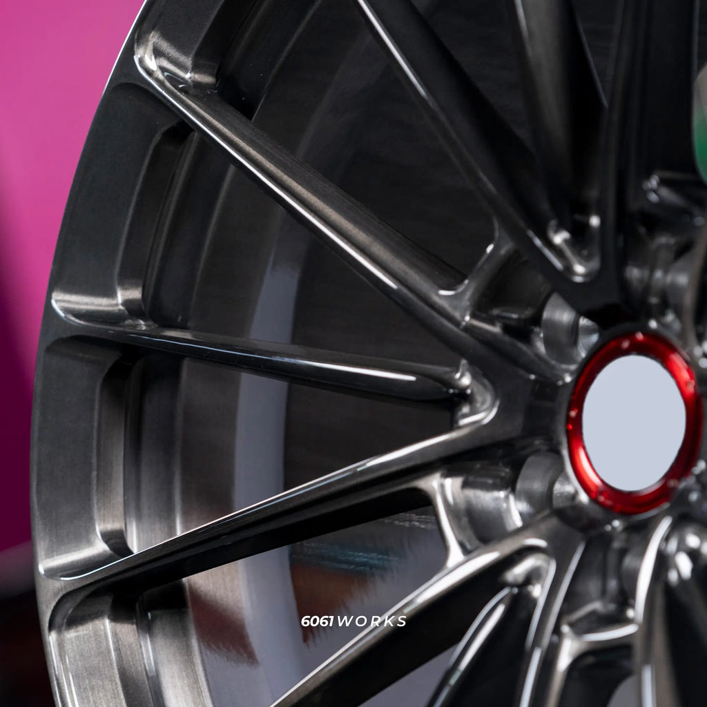 6061works Anrky AN19 style custom forged wheels for Mercedes G Wagon W465 | Brushed with Dark Coating finish detail
