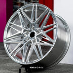 Mercedes-Benz GLS 63 4MATIC+ X167 23 inch custom forged wheels | Vossen HF-7 style Polished finish, three-quarter view on display stand highlighting high-gloss polish