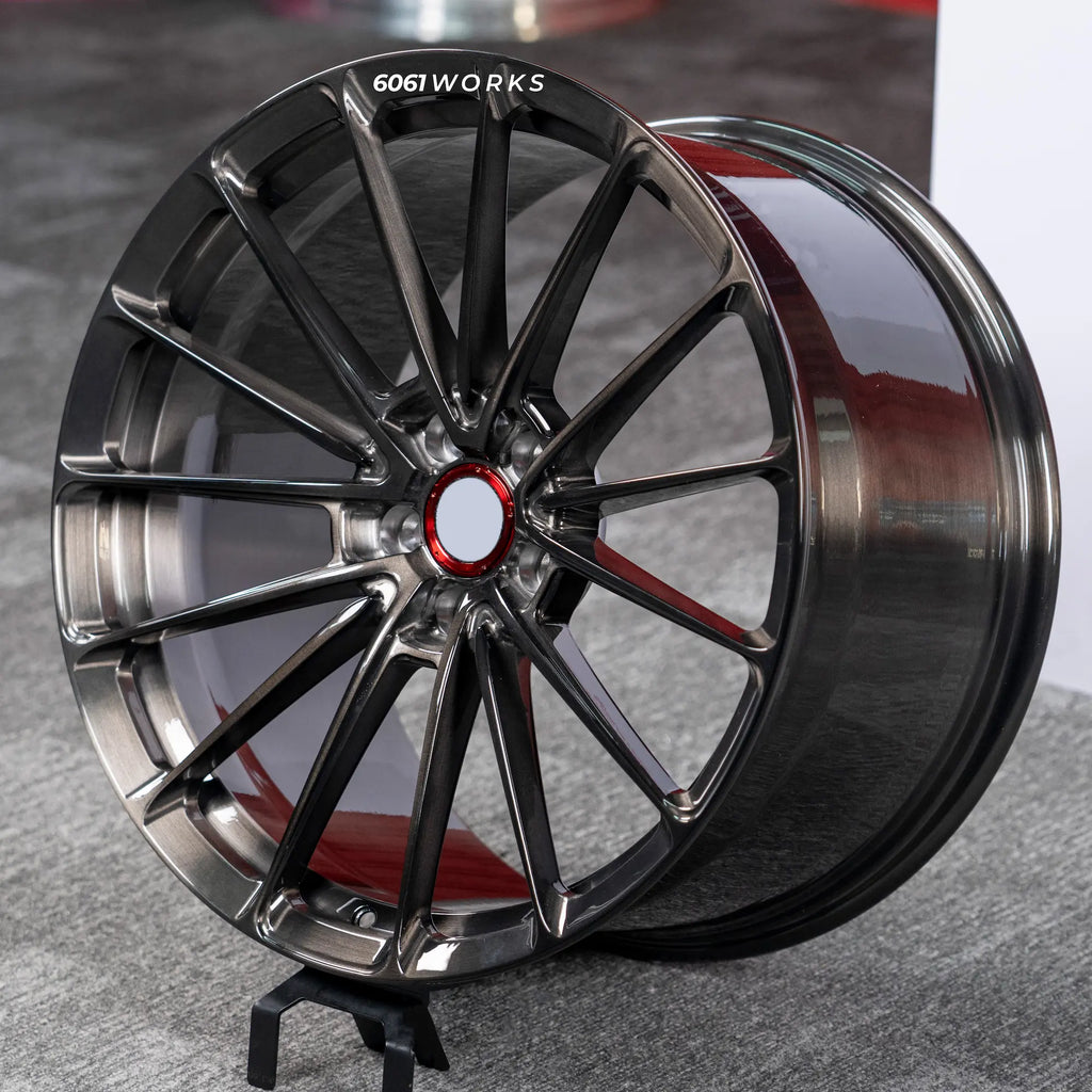 Rolls Royce Dawn 22 inch Anrky AN19 style forged wheels | Brushed with Dark Coating display view