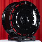 Rolls Royce Ghost II 22 Inch custom forged wheels Vossen HF9 style | Gloss Black wheel profile angle