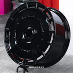 Rolls Royce Ghost II 22 Inch Vossen HF9 style forged wheels | Gloss Black display view