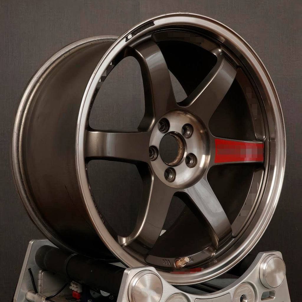 Volk TE37 style forged monoblock wheel rims — 3/4 view — BMW G80 M3 G82 M4 fitment